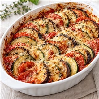 Gratinierte Aubergine und Zucchini