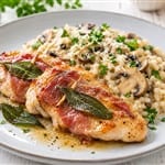 Chicken Saltimbocca with creamy Champignon Risotto