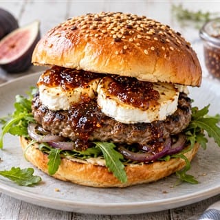 Burger Ziegenkaese mit Feigenmarmelade