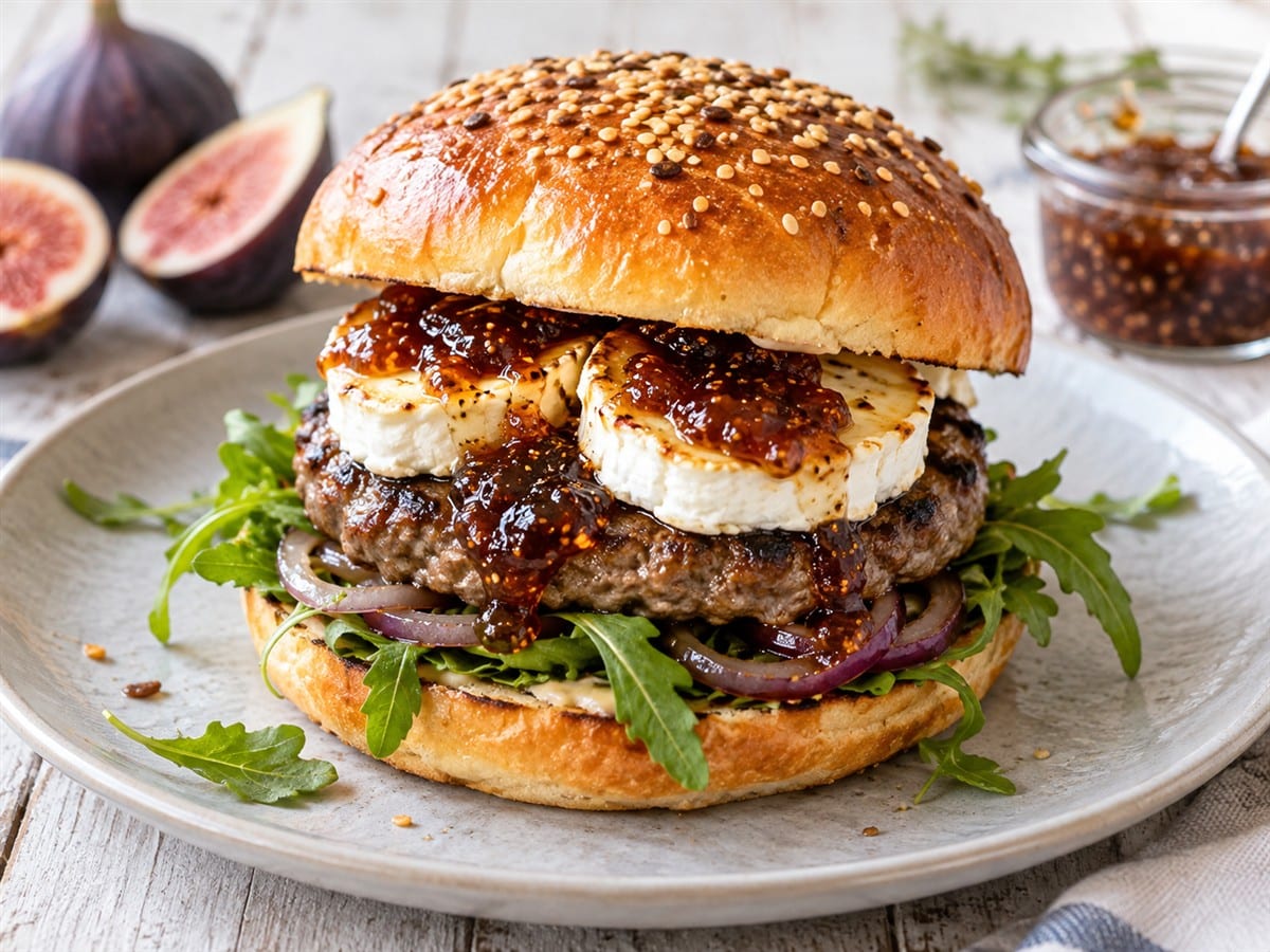 Burger Ziegenkaese mit Feigenmarmelade