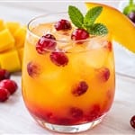 Fruchtiger Mango Cranberry Cocktail mit Crunch