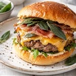 Saltimbocca Burger mit frischem Salbei und saftigem Cheddar
