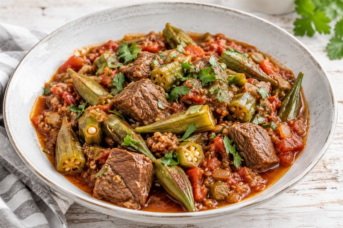 Rindergulasch mit Okraschoten