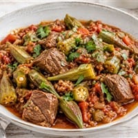 Rindergulasch mit Okraschoten